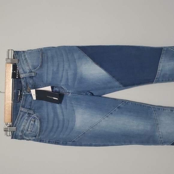 Fashion Nova jeans womens size 7 juniors stay in line mid rise Two-tone Artsy - Picture 5 of 13